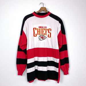 Vintage Kansas City KC Chiefs Logo Athletic Long Sleeve T-Shirt XL Red Black